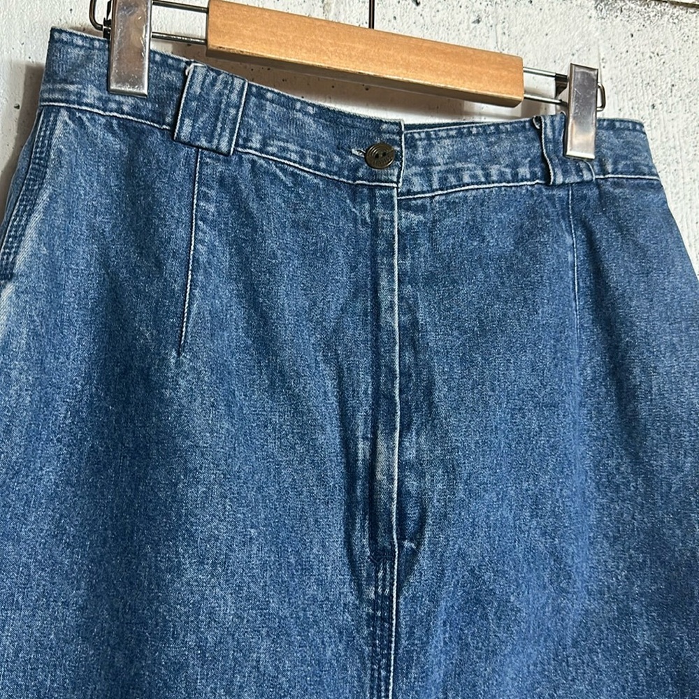 Vintage Cotton Jean Pencil Midi Skirt, S - Picture 14 of 16